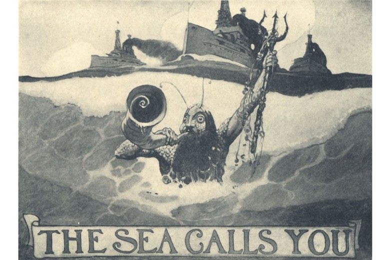 N. C. Wyeth, The Sea Calls You, 1917 Oil on canvas, approx. 6 x 10 feet, Location unknown