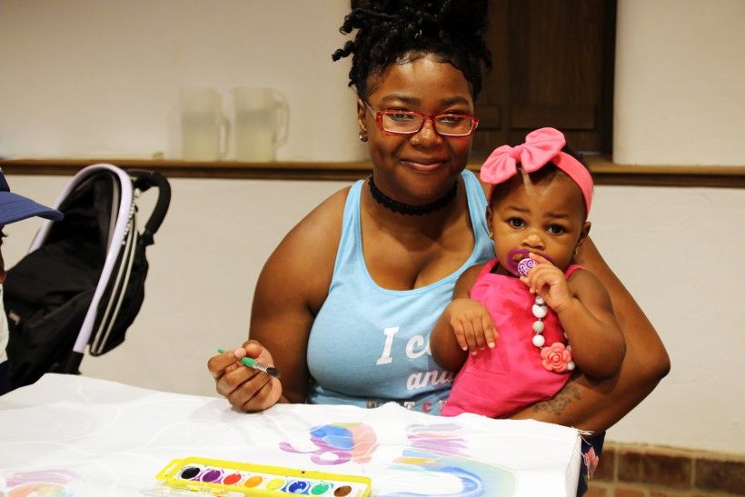 A woman and a baby enjoy arts &amp; craft activities at the Brandywine River Museum of Art