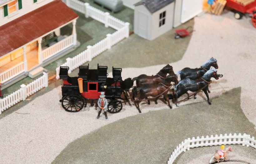 A tribute to one of the Brandywine Conservancy &amp; Museum of Art's founders, George A. "Frolic" Weymouth - a horse drawn carriage in our holiday train display
