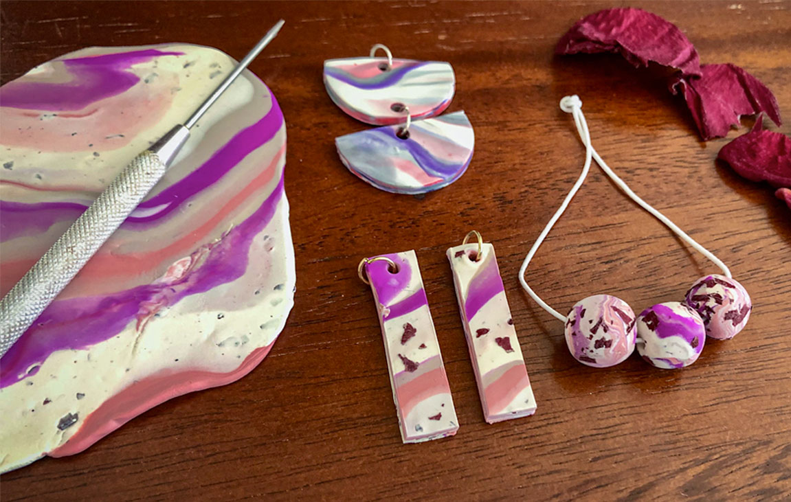 bead supplies on a wood table