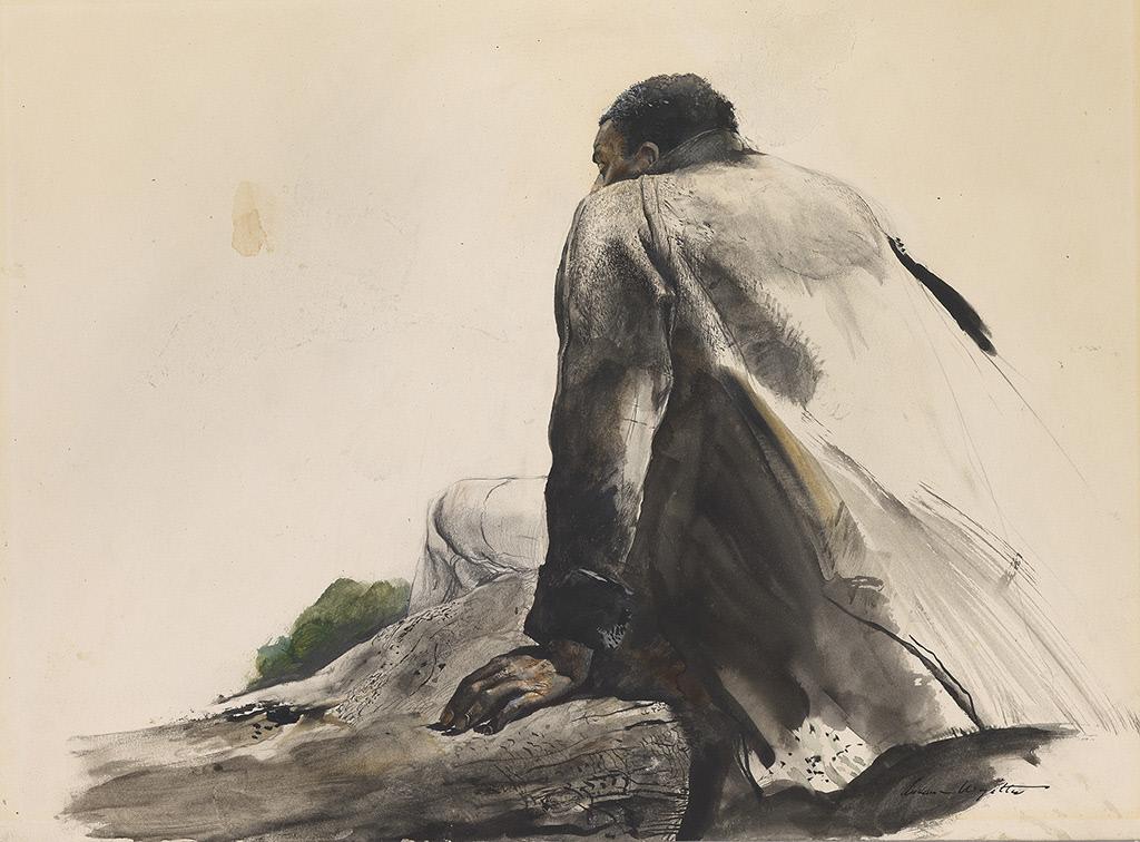 Andrew Wyeth, April Wind Study, 1952, watercolor on paper. Brandywine River Museum of Art.  © 2022 Andrew Wyeth/Artists Rights Society (ARS)