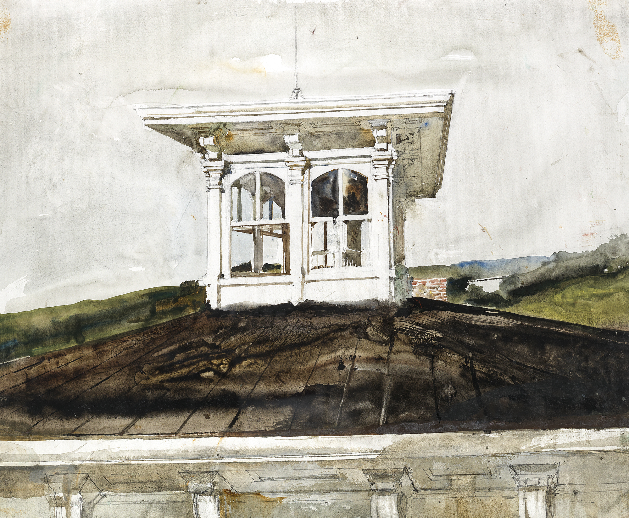 Andrew Wyeth, Widow’s Walk Study, 1990, watercolor and pencil on paper. Collection of the Wyeth Foundation for American Art B3144 © Wyeth Foundation for American Art/Artists Rights Society (ARS), NY