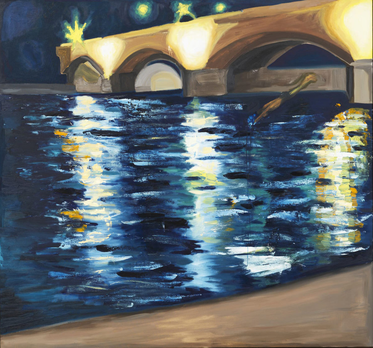 Jerrell Gibbs, Nous Visited the Seine, But Did Not Swim, 2022. Oil on canvas, 72 1/2 x 77 1/2 x 2 3/8 in.