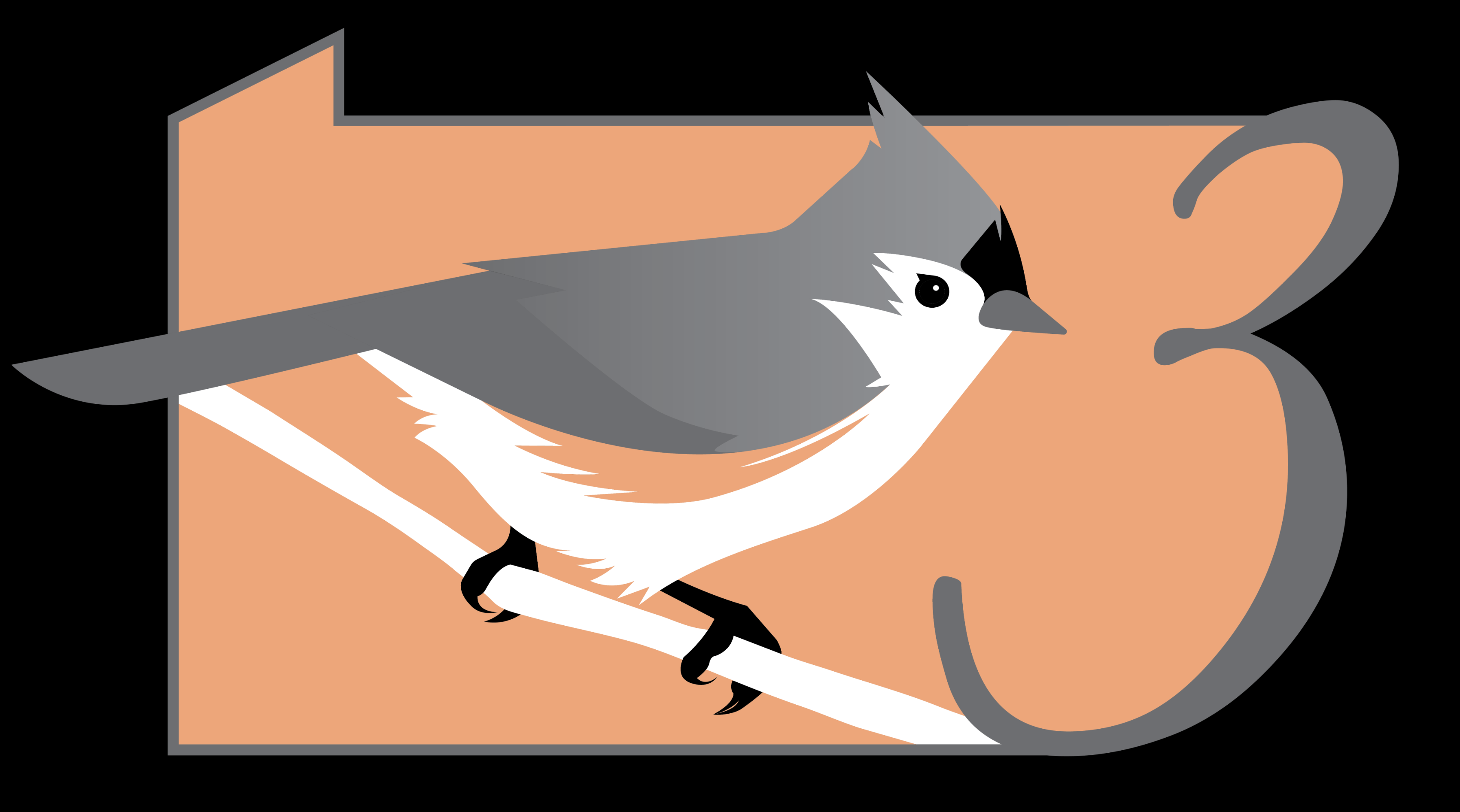 A graphic of a grey bird nestled into a an object shaped like the state of Pennsylvania.