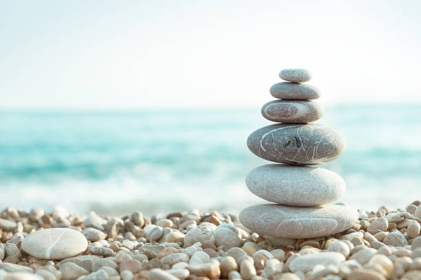 rocks stacked on a beach