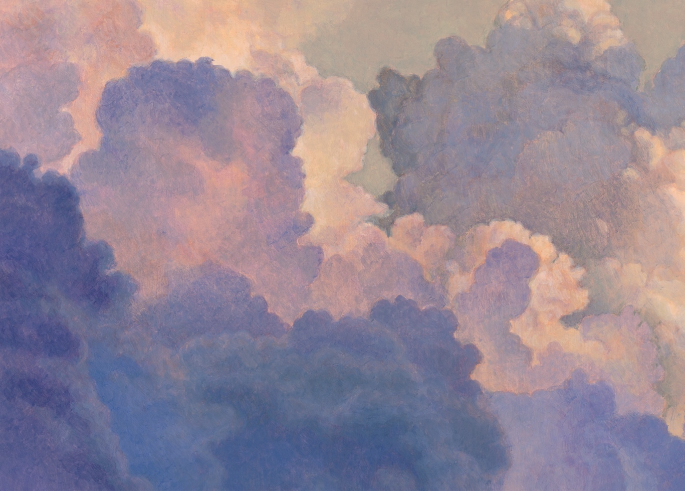 Painting of clouds backlit by the sun