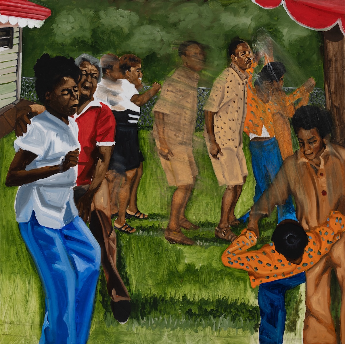 Jerrell Gibbs (b. 1988), The Electric Slide, 2024, oil on canvas, 48 x 48 in. Collection of the artist. © Jerrell Gibbs