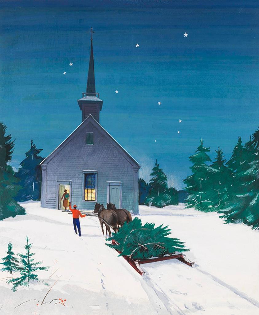 John W. McCoy (1910–1989), Greens for the Church, n.d. Watercolor, 13 1/2 × 11 in. Brandywine Museum of Art, 86.17. © John W. McCoy Estate