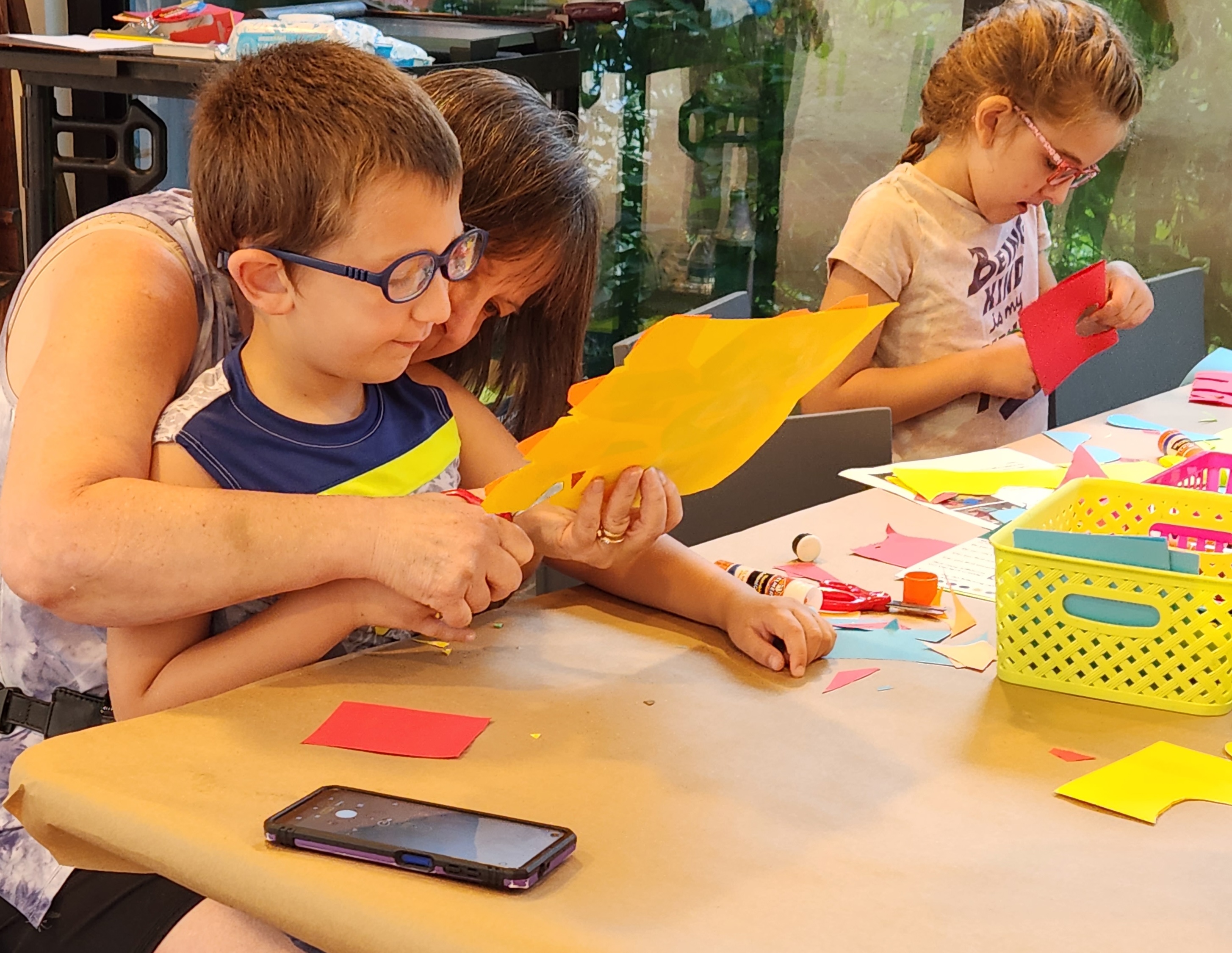 Kids making artwork