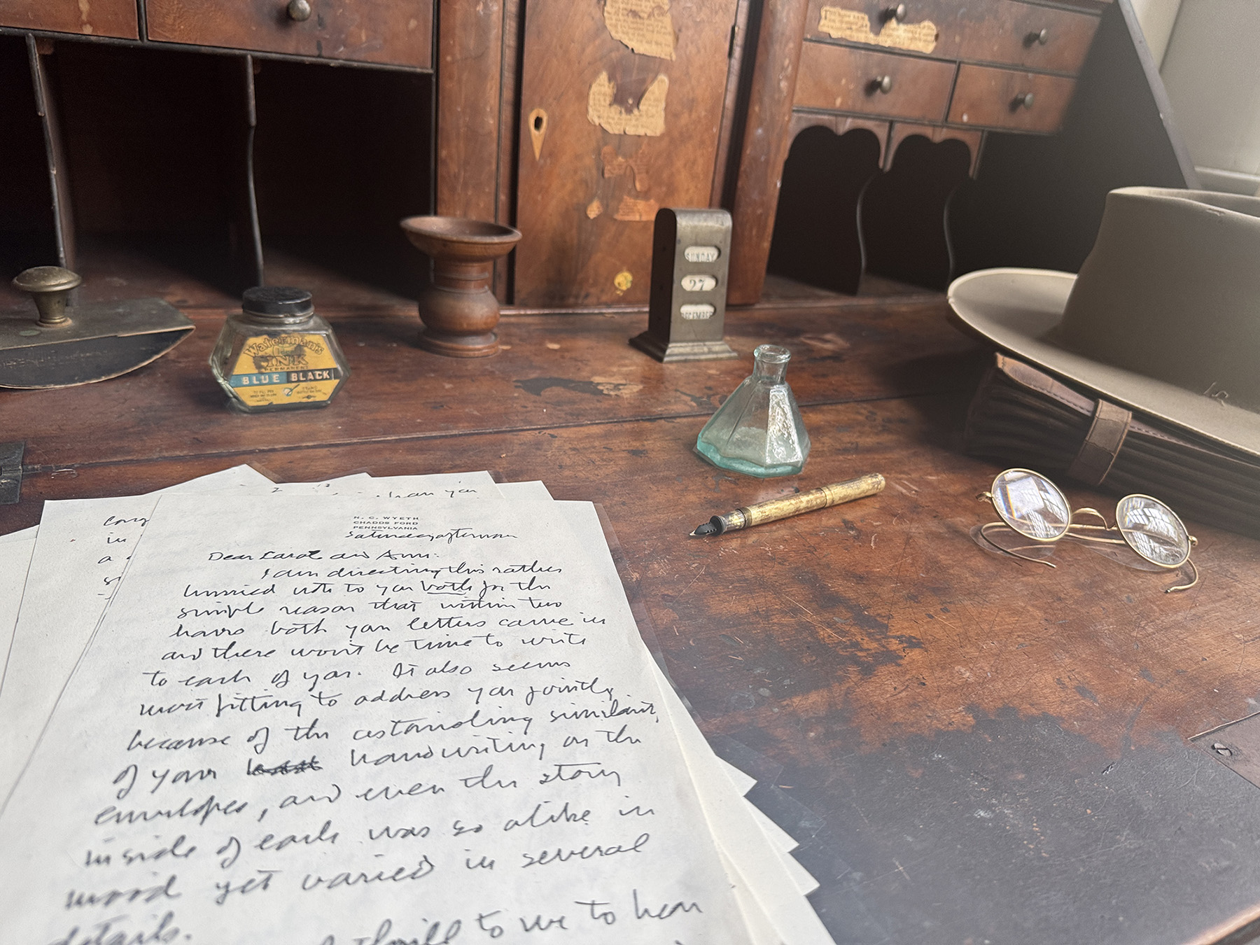 Photo of N.C. Wyeth's writing desk in his studio