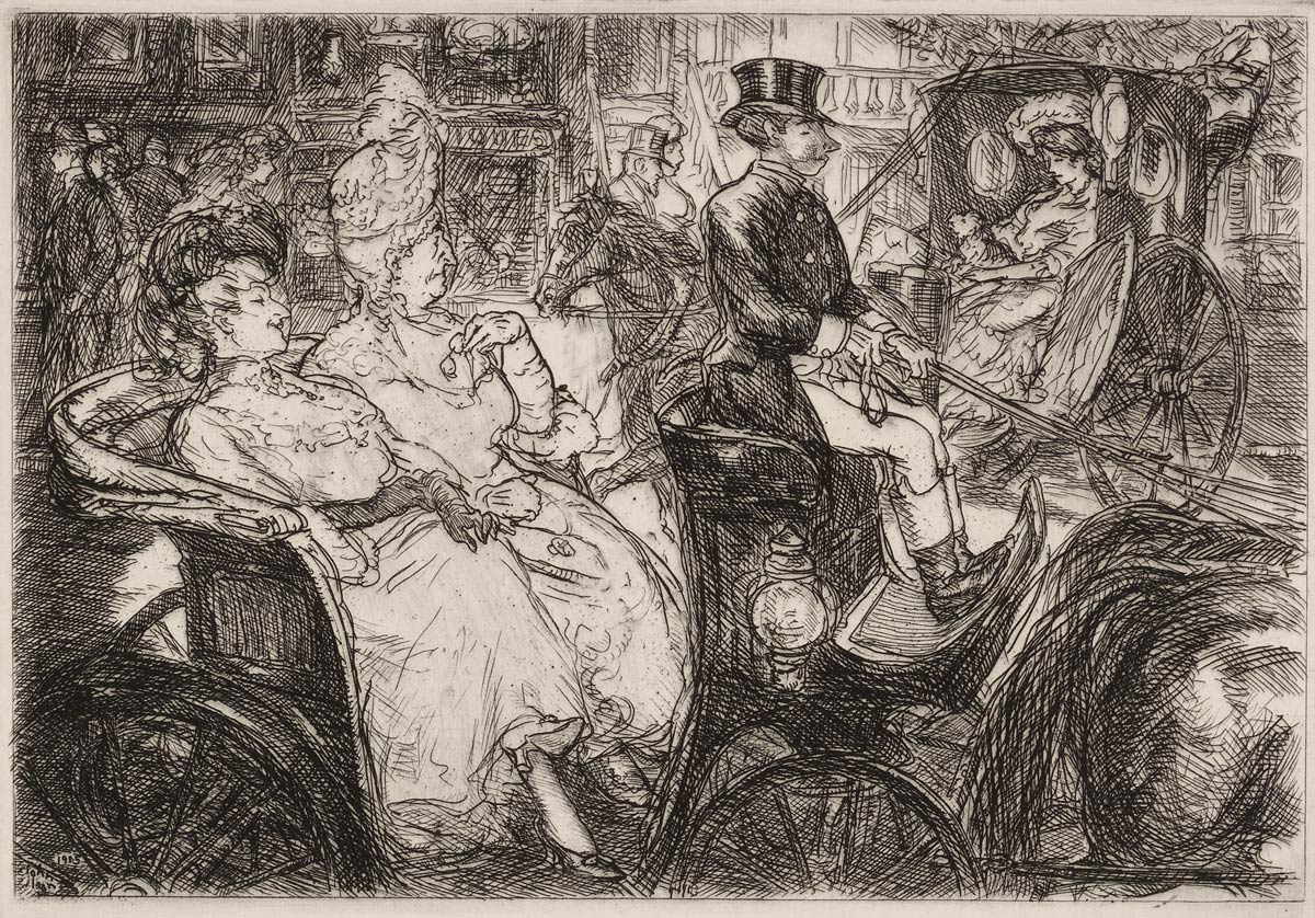 John Sloan (1871–1951), Fifth Avenue Critics, 1905, etching on paper, 8 7/16 x 9 3/16 in. Gift of Paul Preston Davis in honor of Helen Farr Sloan and in honor of the 50th anniversary of the Brandywine Conservancy and Museum of Art, 2017
