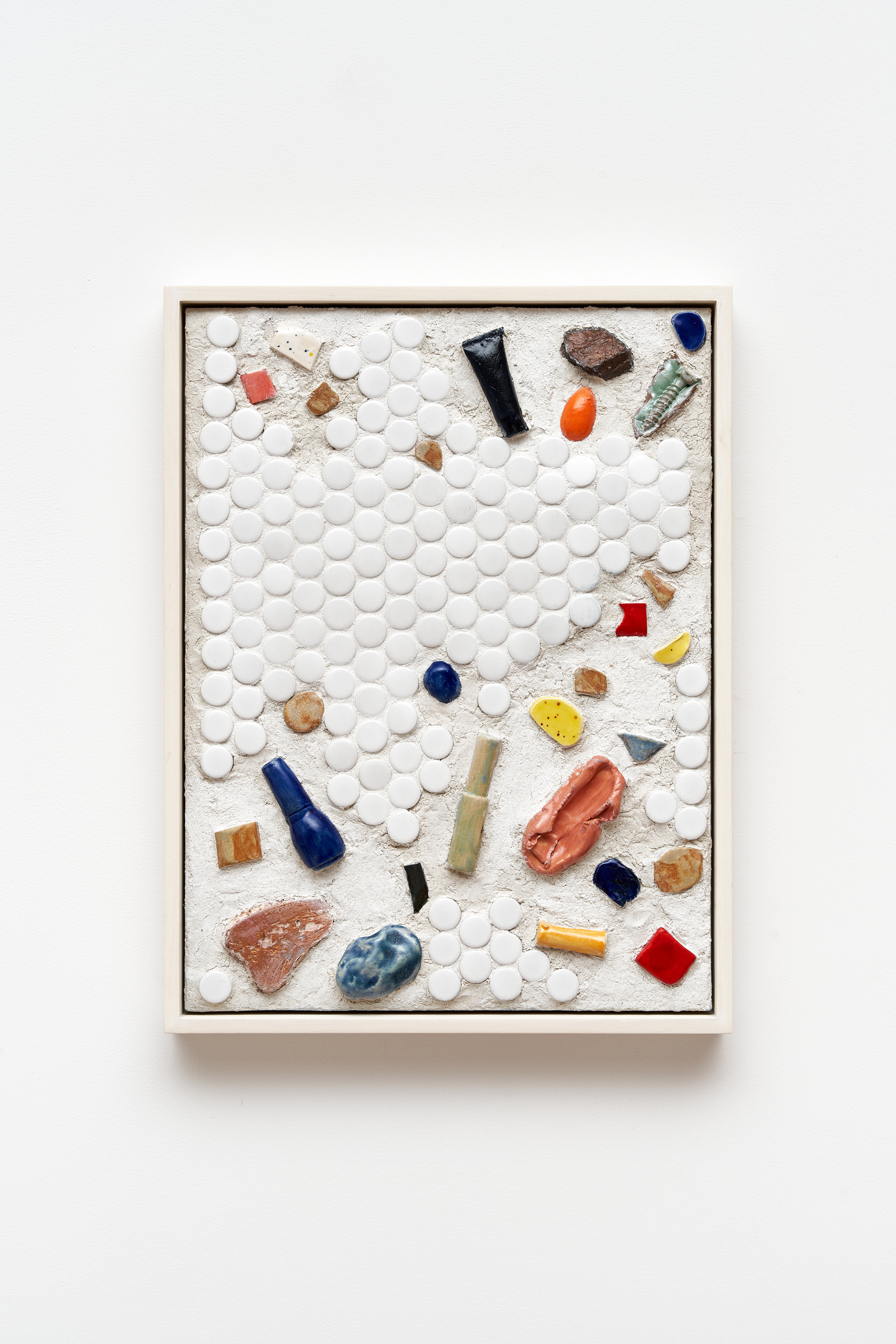Ilana Harris-Babou, Confetti 2, 2023, glazed ceramic, tile, grout, pigment, and resin on panel, 17 x 13 x 1 ¾". Courtesy of the Artist  