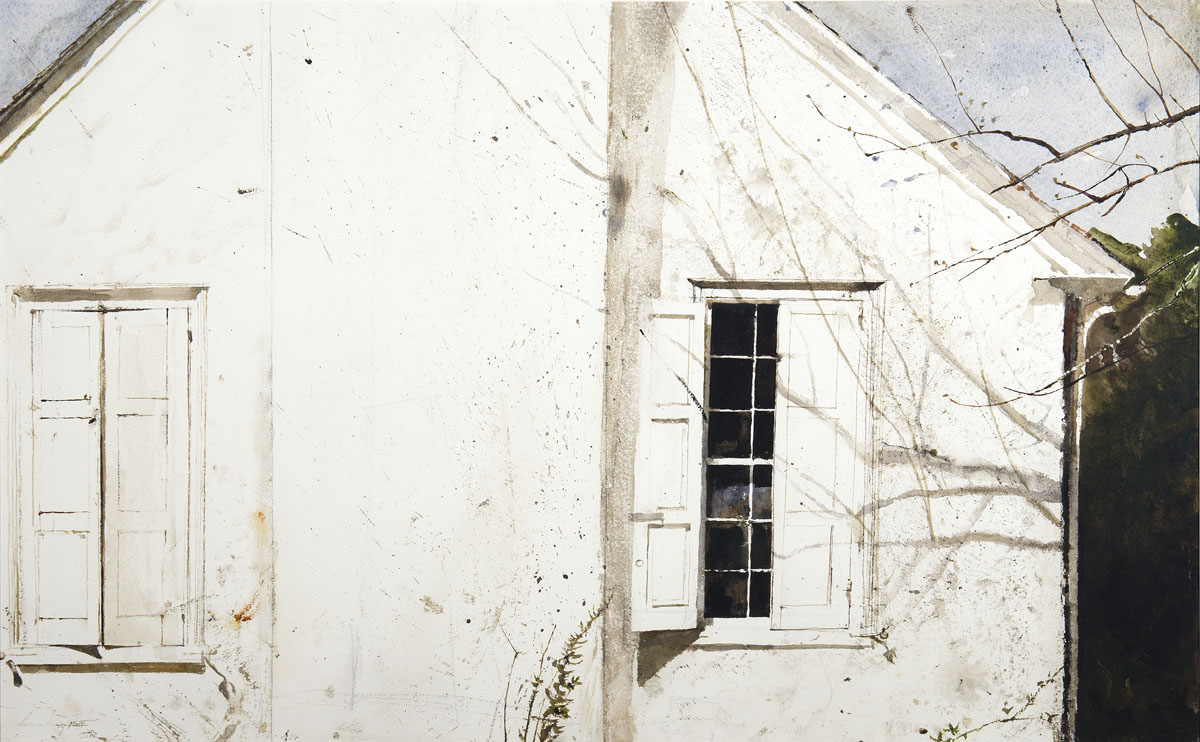 Andrew Wyeth, Open Shutter (Study for My Studio), 1974, watercolor. © Andrew Wyeth