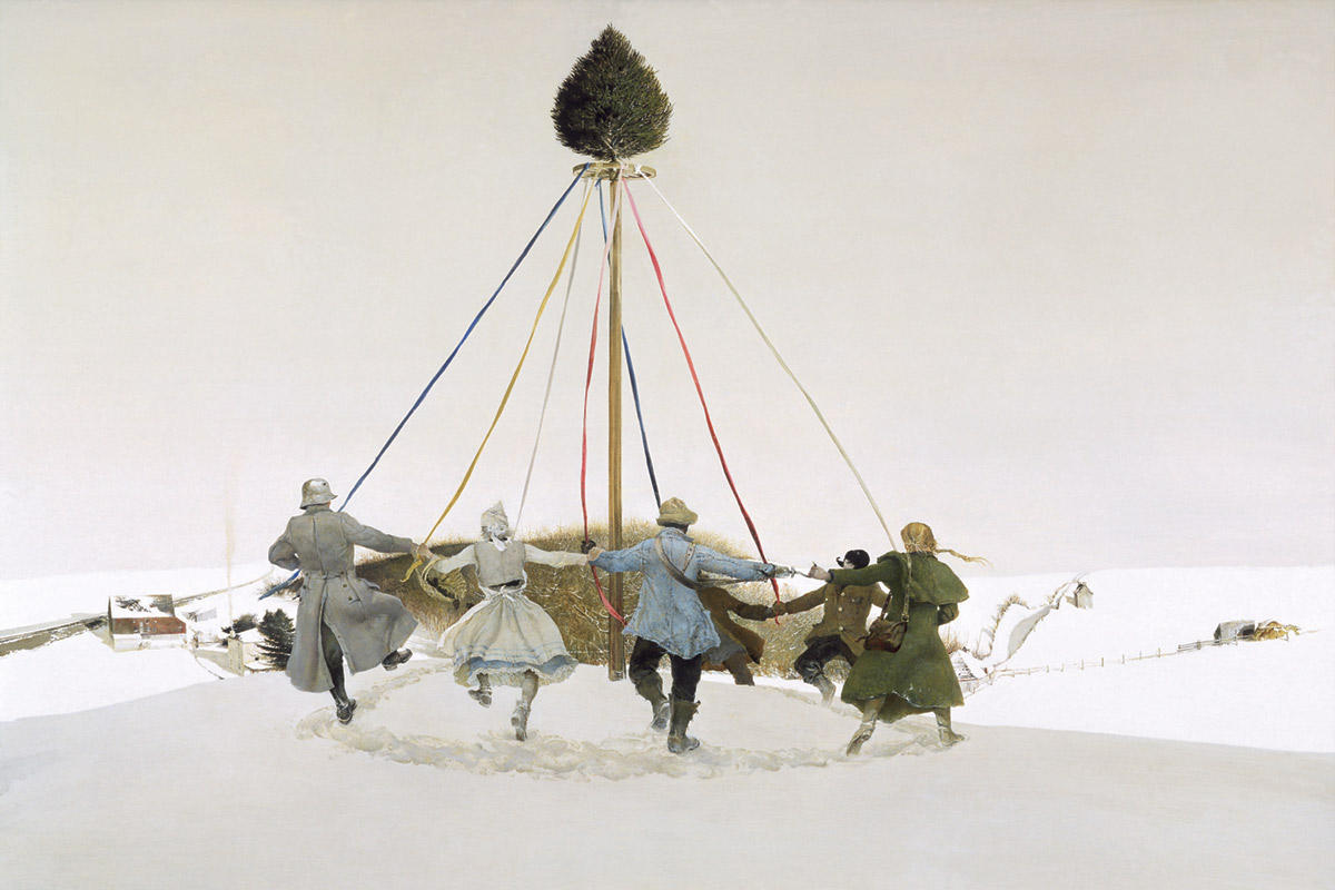 Andrew Wyeth, Snow Hill, 1989, tempera on panel. The Andrew and Betsy Wyeth Collection