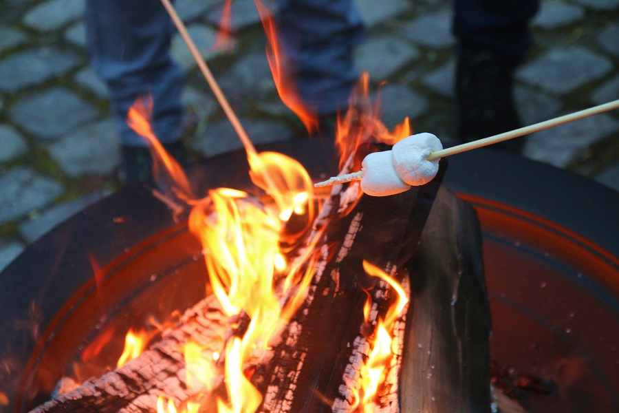 S'mores roasting in a fire pit at the Brandywine River Museum of Art