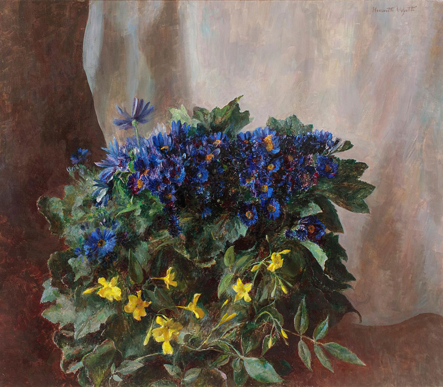 Henriette Wyeth (1907 - 1997), Blue Cineraria, n.d., Oil on canvas, 24 × 28 1/8 in., Gift of Mr. and Mrs. Andrew Wyeth, 1970, 70.3.4