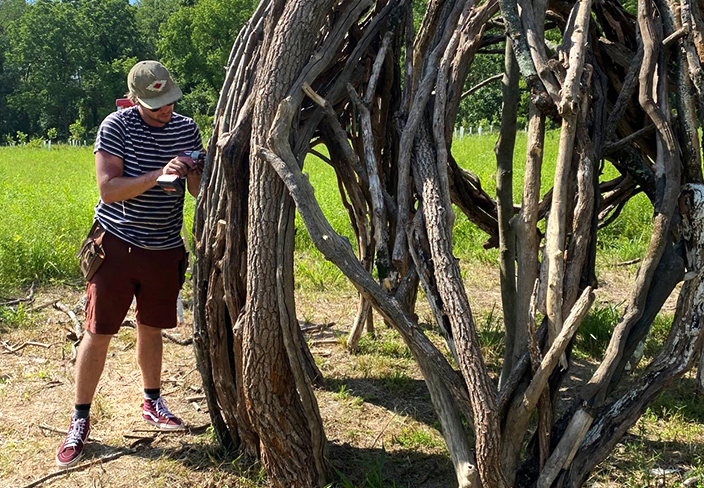 Ian stabler working on Queen Anne's lace Pod