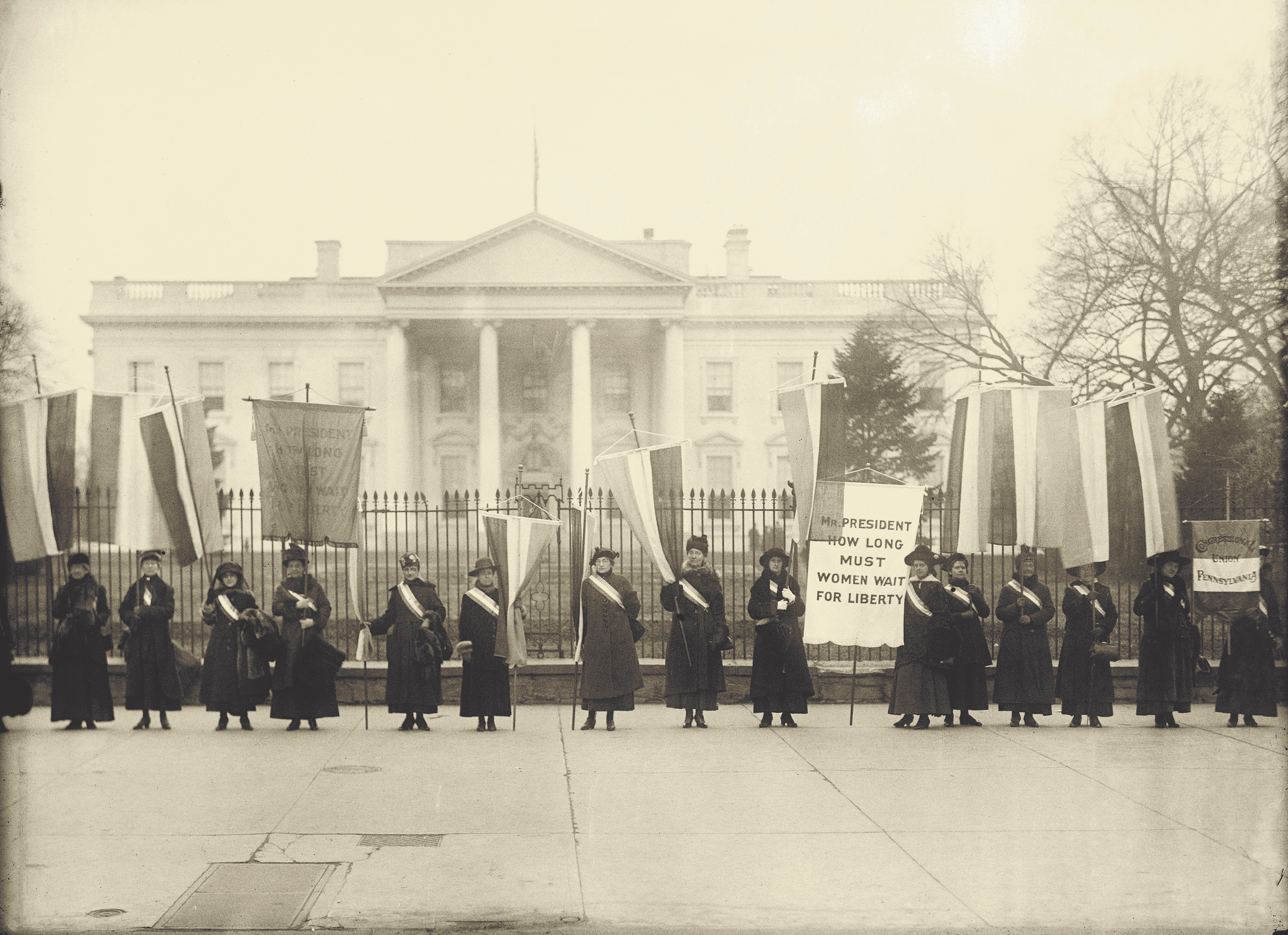 Women Suffrage Pickets at the White House, 1917. Harris & Ewing Photograph Collection, Library of Congress.