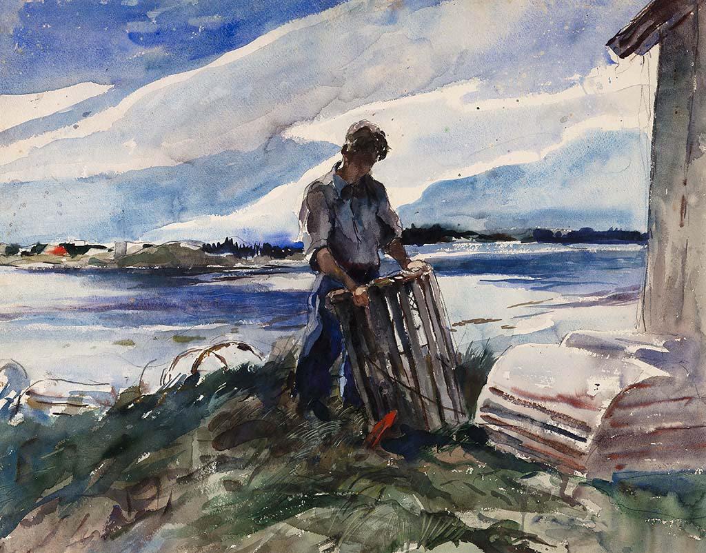 Andrew Wyeth (1917–2009), Lobsterman (Walt Anderson), 1937, watercolor with traces of pencil on paper, 21 3/4 × 27 3/4 in. Anonymous gift, 2013. © 2021 Andrew Wyeth / Artists Rights Society (ARS), New York