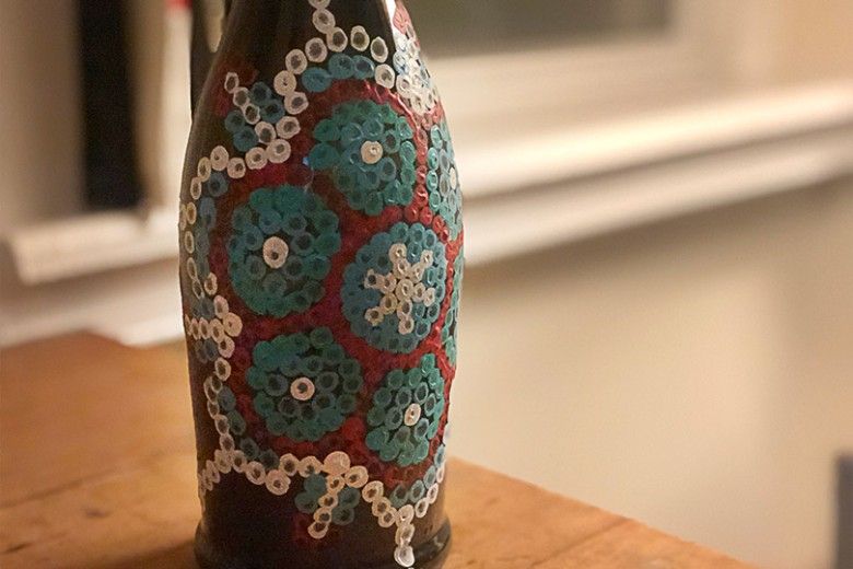 Mandala painting on a bottle