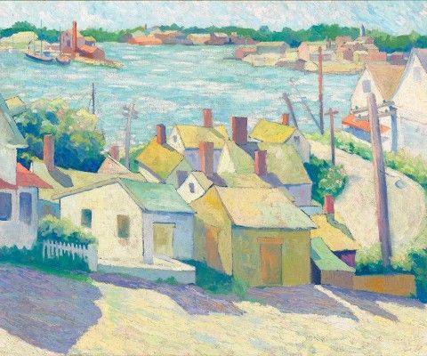 Allan Freelon, Gloucester Harbor, ca. 1929, oil on canvas, 24 x 30 in. Purchased with Museum funds, 2021
