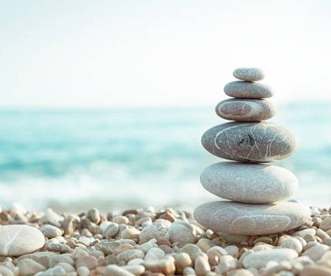 rocks stacked on a beach