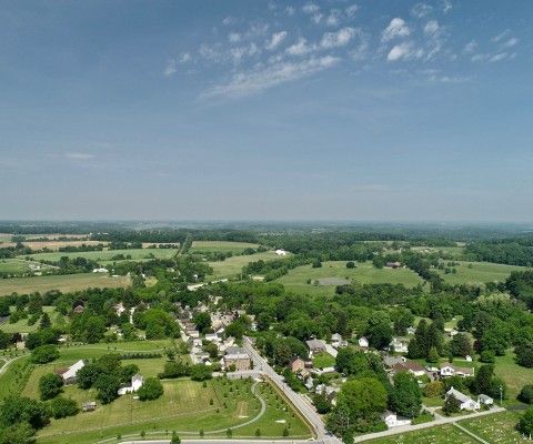 Aerial view of a small town