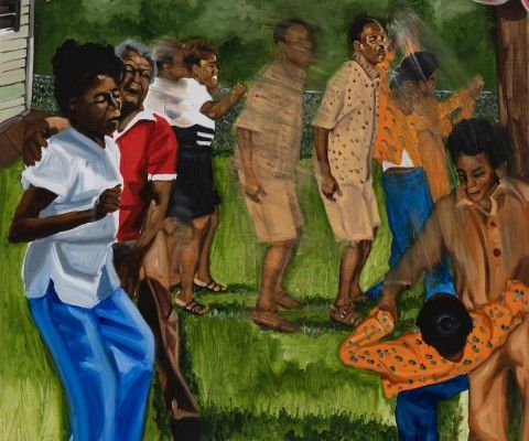 Jerrell Gibbs (b. 1988), The Electric Slide, 2024, oil on canvas, 48 x 48 in. Collection of the artist. © Jerrell Gibbs