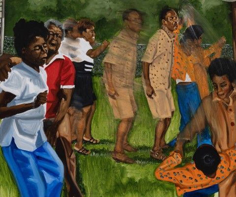 Jerrell Gibbs (b. 1988), The Electric Slide (detail), 2024, oil on canvas, 48 x 48 in. Collection of the artist. © Jerrell Gibbs