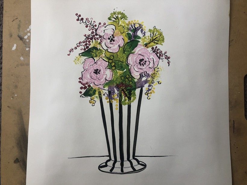 Floral vase made using celery printing