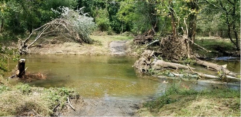 Lower stream crossing cleared and stabilized