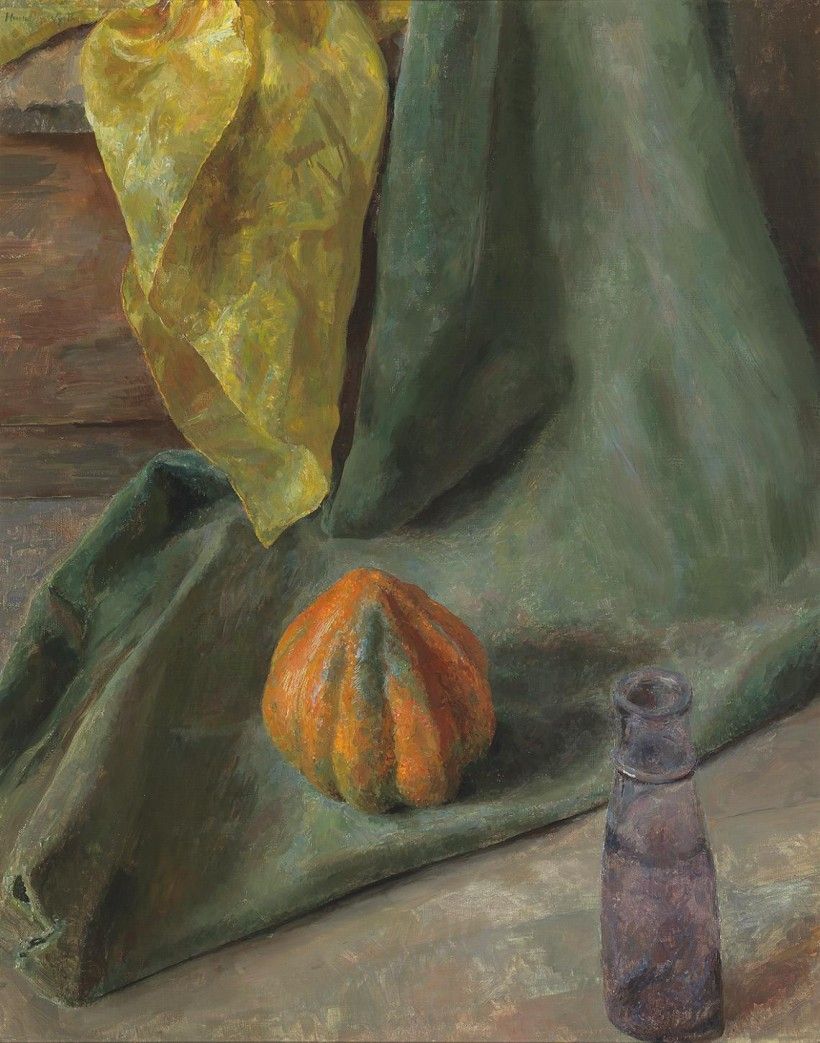 Henriette Wyeth (1907 - 1997), Still Life with Velvet (The Gourd), 1968, oil on canvas, 33 1/4 × 26 in. (84.5 × 66 cm). © artist, artist's estate, or other rights holders