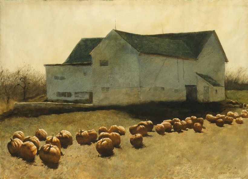 Jamie Wyeth (b. 1946), Pumpkin March, 1974, watercolor on paper, 32 1/2 x 40 1/2 in. © Jamie Wyeth / Artists Rights Society (ARS), NY