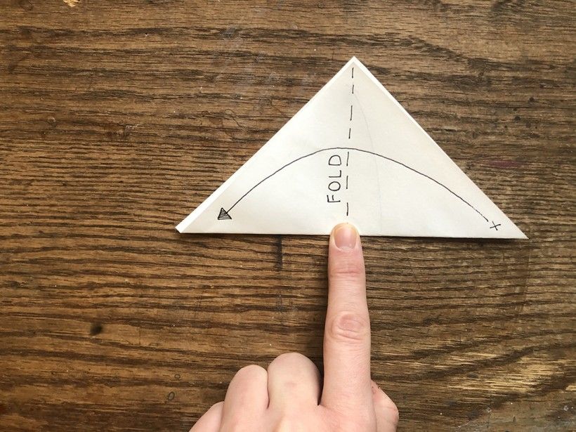Piece of white paper, showing second folding step