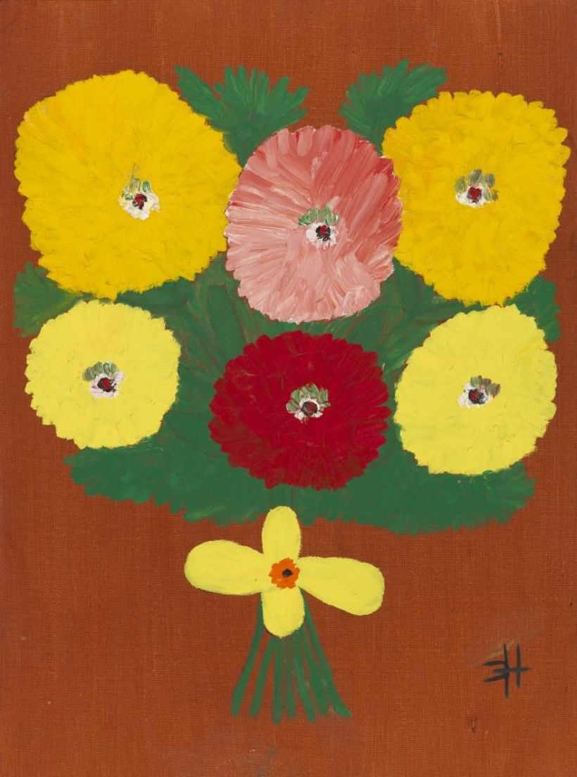 Painting of zinnia flowers
