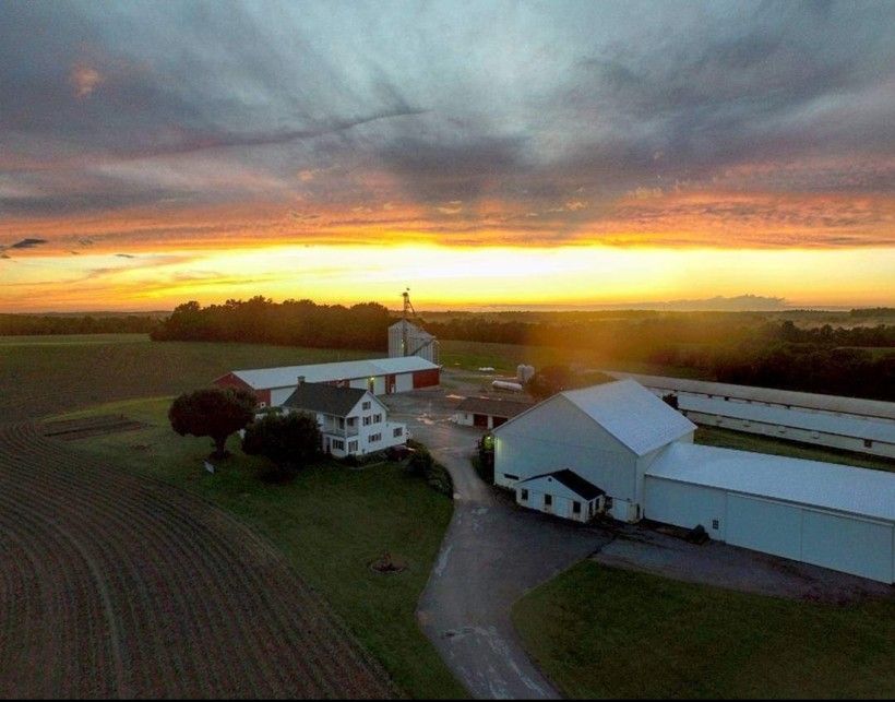 Sunrise on a farm in Highland Township
