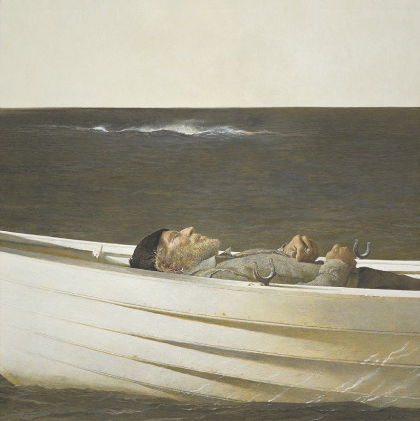 Andrew Wyeth (1917-2009), <em>Adrift</em>, 1982, tempera on panel. The Andrew and Betsy Wyeth Collection © 2023 Wyeth Foundation for American Art/Artists Rights Society (ARS) Andrew Wyeth (1917-2009), Adrift, 1982, tempera on panel. The Andrew and Betsy Wyeth Collection © 2023 Wyeth Foundation for American Art/Artists Rights Society (ARS)