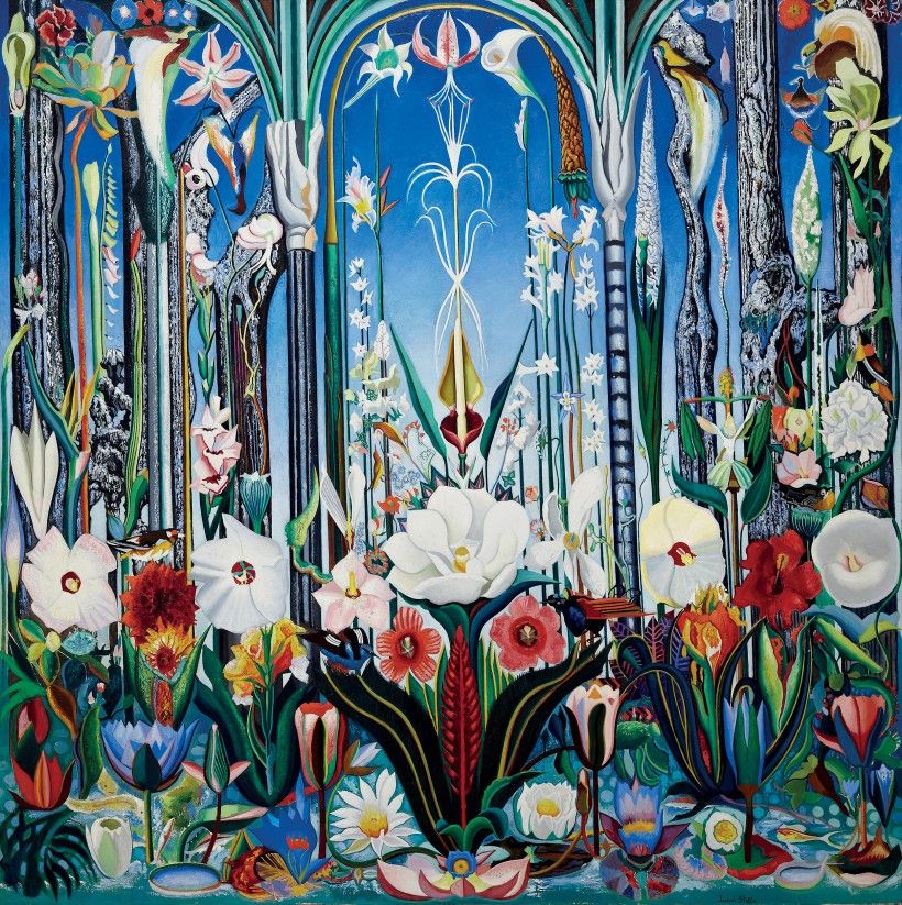 Joseph Stella, Flowers, Italy, ca. 1930, oil on canvas, 74 3/4 x 74 3/4 in. Phoenix Art Museum, Arizona, gift of Mr. and Mrs. Jonathan Marshall, 1964.20. Digital image © Phoenix Art Museum. All rights reserved. Photo by Ken Howie.