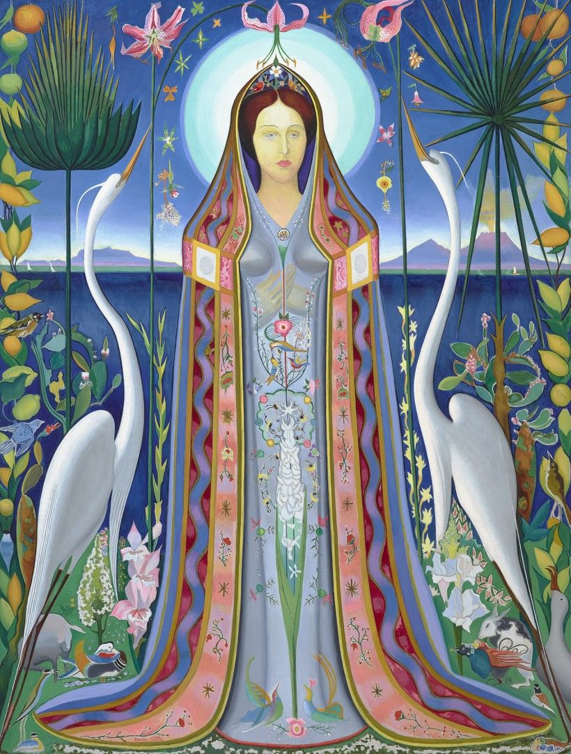 Joseph Stella, Purissima, 1927, oil on canvas, 76 x 57 in. High Museum of Art, Atlanta, purchase with funds from Harriet and Elliott Goldstein and High Museum of Art Enhancement Fund, 2000.206. Photo by James Schoomaker/Courtesy of High Museum of Art