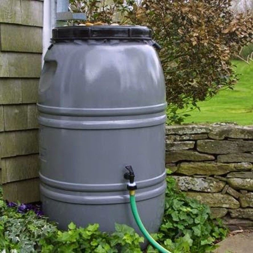 Grey rain barrel