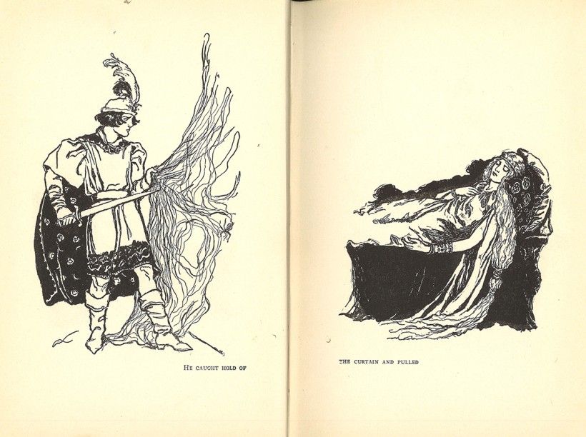 Two illustrated pages from <em>The Counterpane Fairy</em>. From the Howard Pyle Brokaw Collection, Walter & Leonore Annenberg Research Center, Brandywine Museum of Art. Two illustrated pages from The Counterpane Fairy. From the Howard Pyle Brokaw Collection, Walter & Leonore Annenberg Research Center, Brandywine Museum of Art.