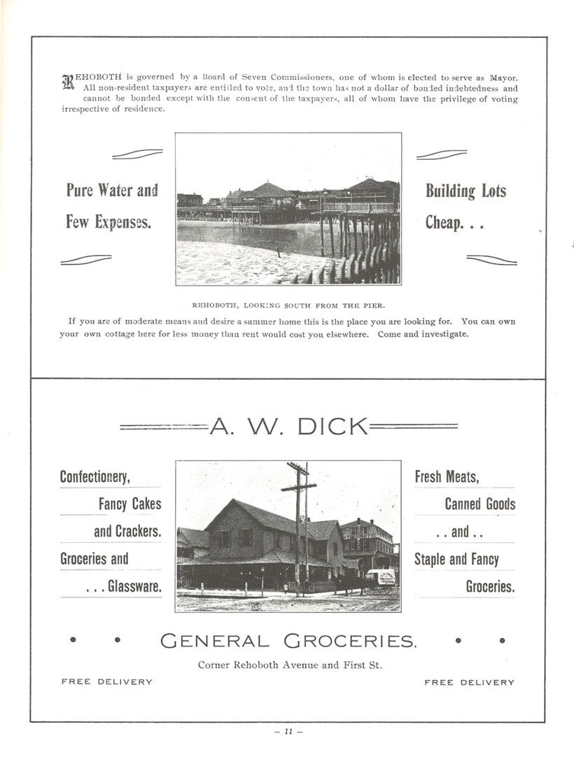 Early advertisements from Rehoboth Beach, as reproduced in Rehoboth Beach of Yesteryear (Volume Two) by Jay Stevenson (Fried Publishing Company, 1981) 