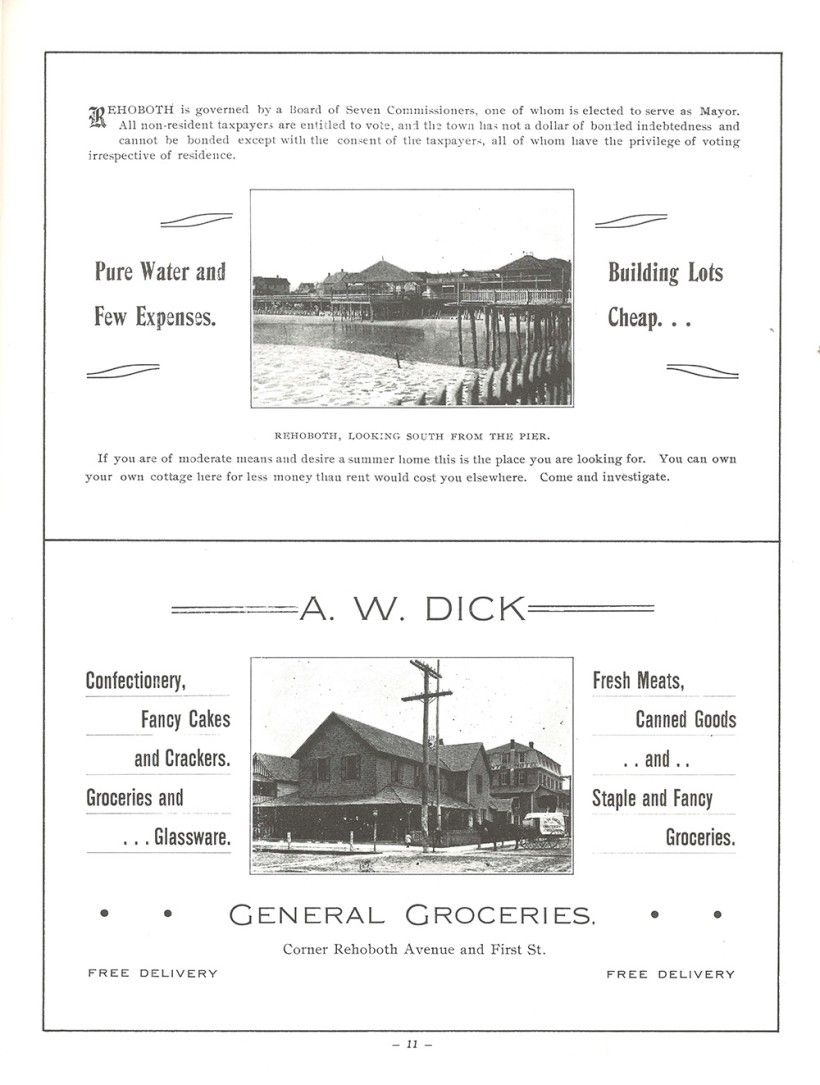 Early advertisements from Rehoboth Beach, as reproduced in <em>Rehoboth Beach of Yesteryear (Volume Two)</em> by Jay Stevenson (Fried Publishing Company, 1981) Early advertisements from Rehoboth Beach, as reproduced in Rehoboth Beach of Yesteryear (Volume Two) by Jay Stevenson (Fried Publishing Company, 1981)