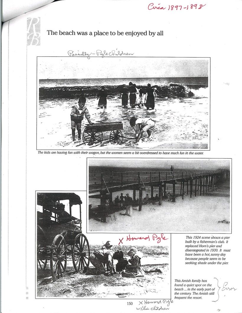 The page from <em>Rehoboth Beach Memoirs</em> with the misidentified photograph, as photocopied and annotated by Davis. The page from Rehoboth Beach Memoirs with the misidentified photograph, as photocopied and annotated by Davis.