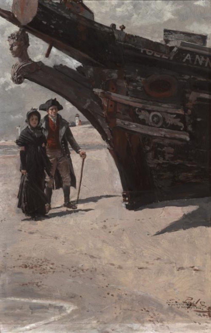 A Wreck from the Sea, 1895, from “By Land and Sea,” by Howard Pyle, in Harper’s New Monthly Magazine, December 1895. The original painting is in the collection of the Delaware Art Museum. 
