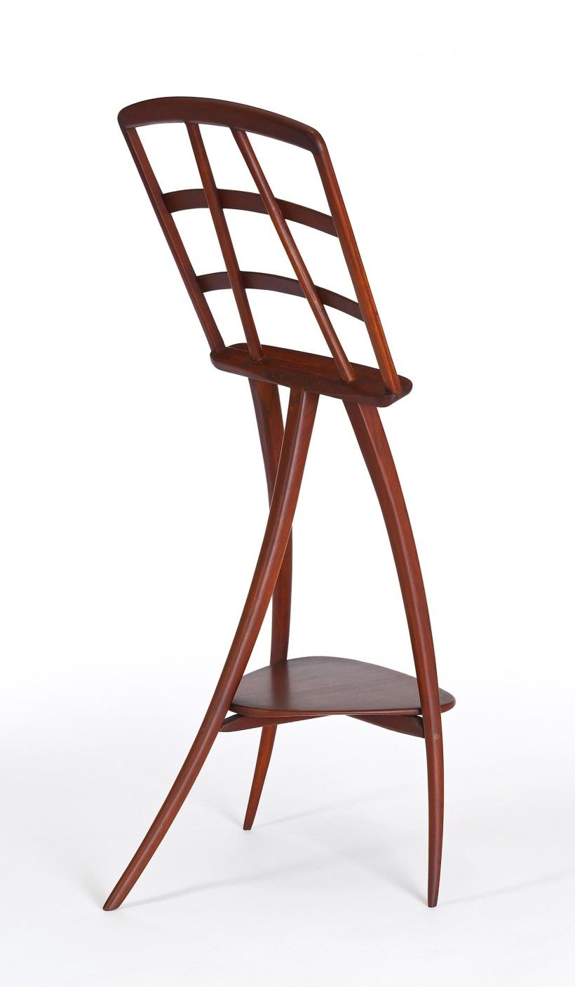 Wharton Esherick, Music Stand, 1960, walnut and cherry, 44 1/2 x 20 x 20 in. Wharton Esherick Museum Collection. Photo by Eoin O’Neill, courtesy of the Wharton Esherick Museum Music Stand, 1960