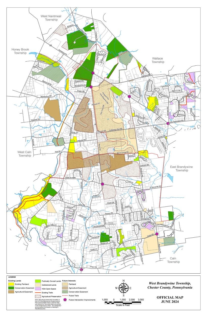 West Brandywine Township's Official Map a color coded map of West Brandywine Township