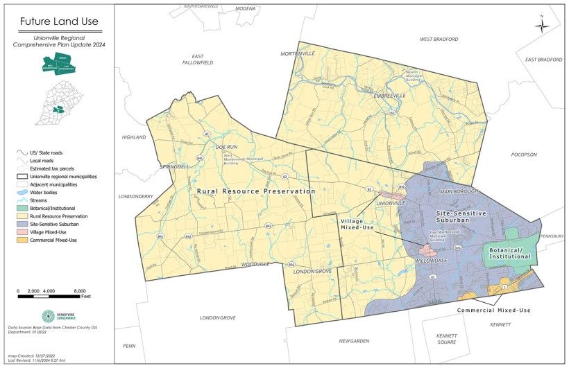 Map showing future land use in Unionville, PA