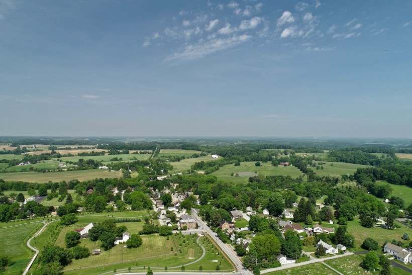 Aerial view of a small town