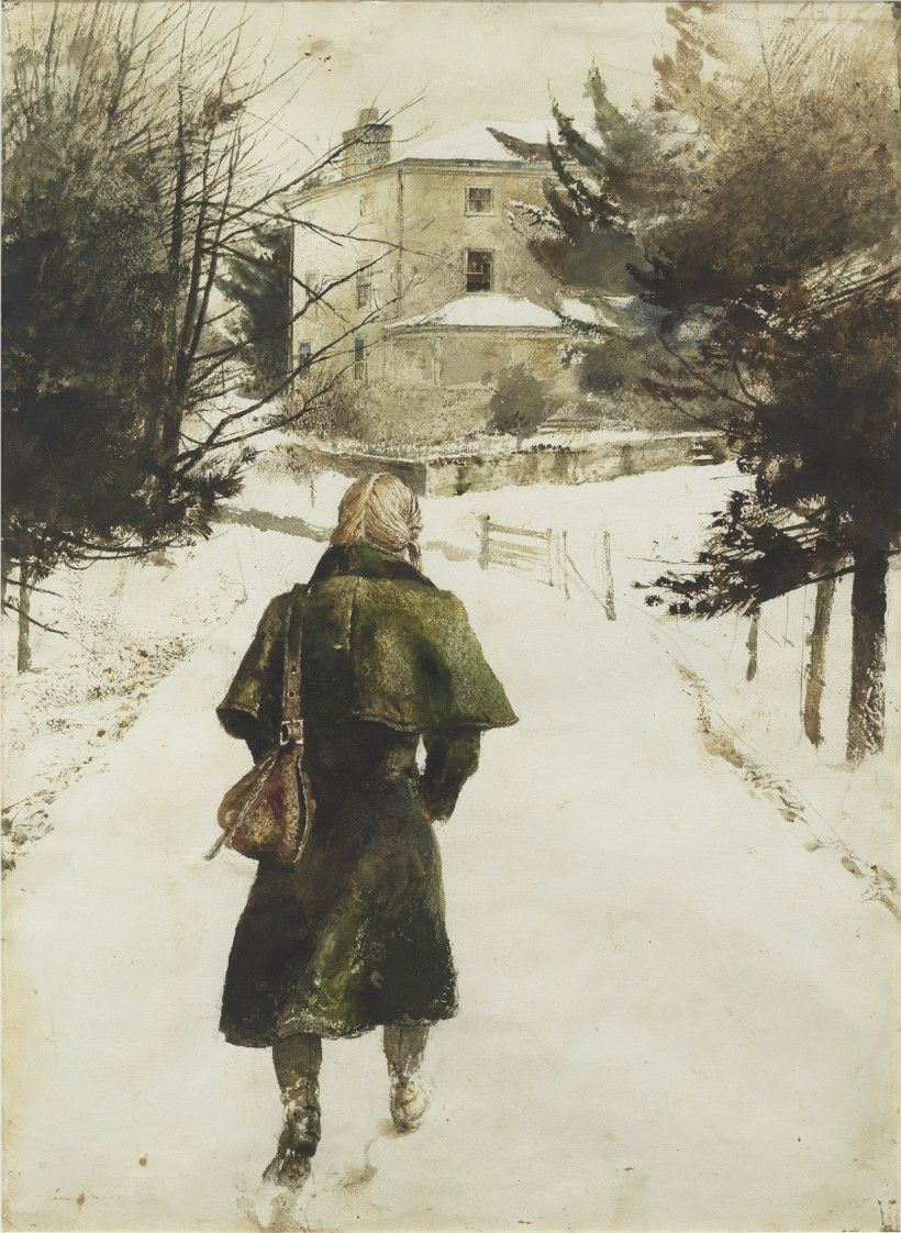 Andrew Wyeth (1917 – 2009), Loden Coat, 1975, watercolor on paper. Private collection. © 2025 Wyeth Foundation for American Art/Artists Rights Society (ARS), New York
